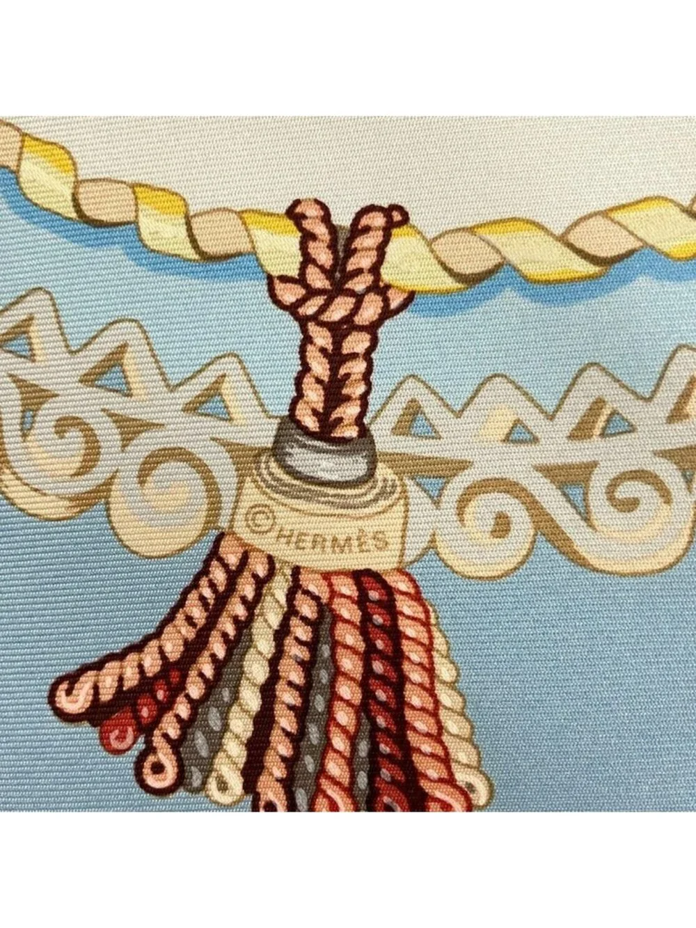 Hermes Scarf Carre 90 Ivory Light Blue Multi Paperoles